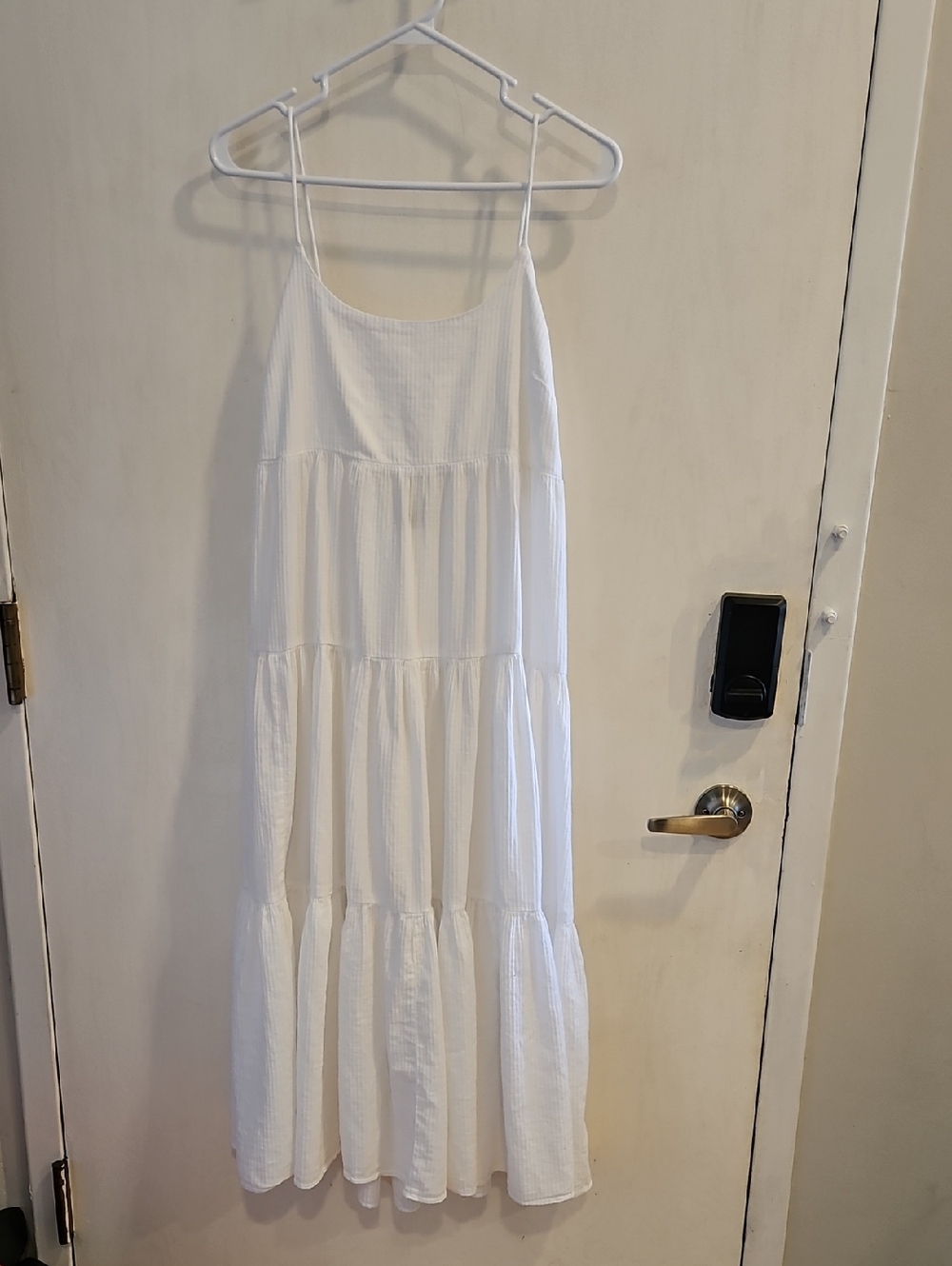 J. Crew White Back Bow Tiered Spaghetti-Strap Maxi Dress S - Picture 2 of 7